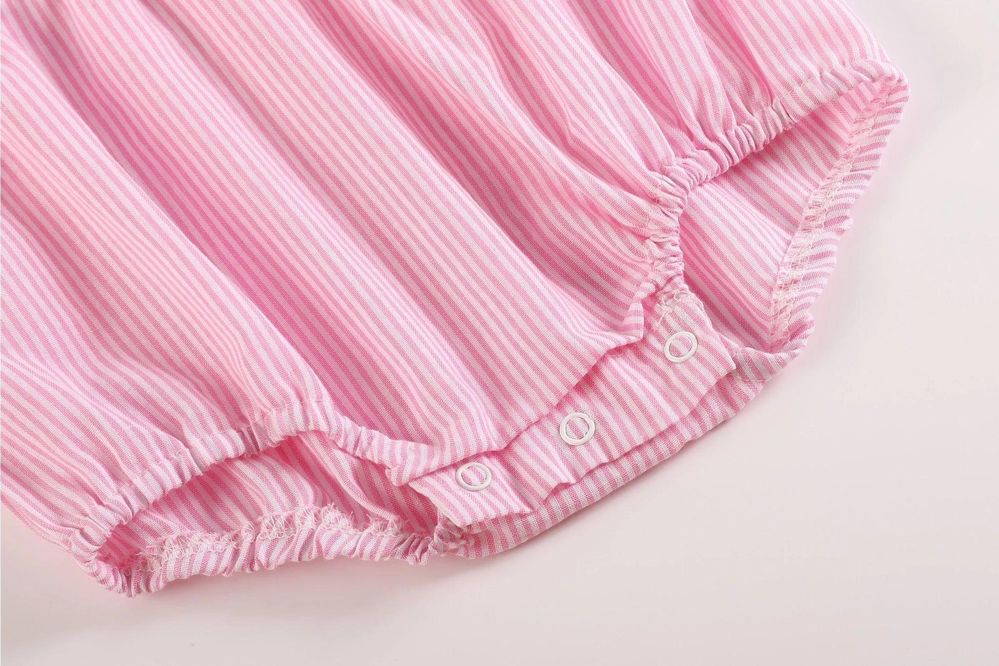 Pink Striped Little Sister Smocked Romper Product Image