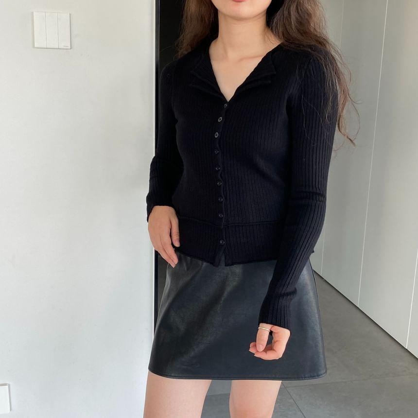 Plain Ribbed Cardigan Product Image