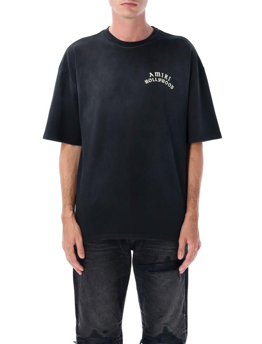 AMIRI Black Crewneck T-shirt With Logo Lettering On Front And Rear Product Image