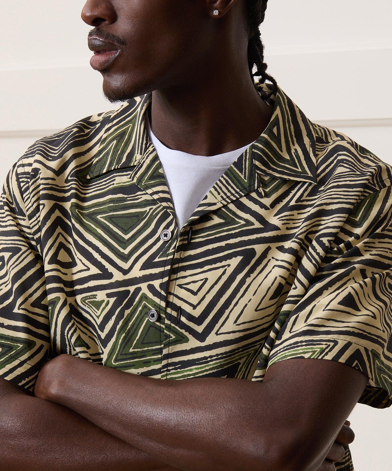 Cropped Silk-Cotton Camp Collar Shirt Product Image