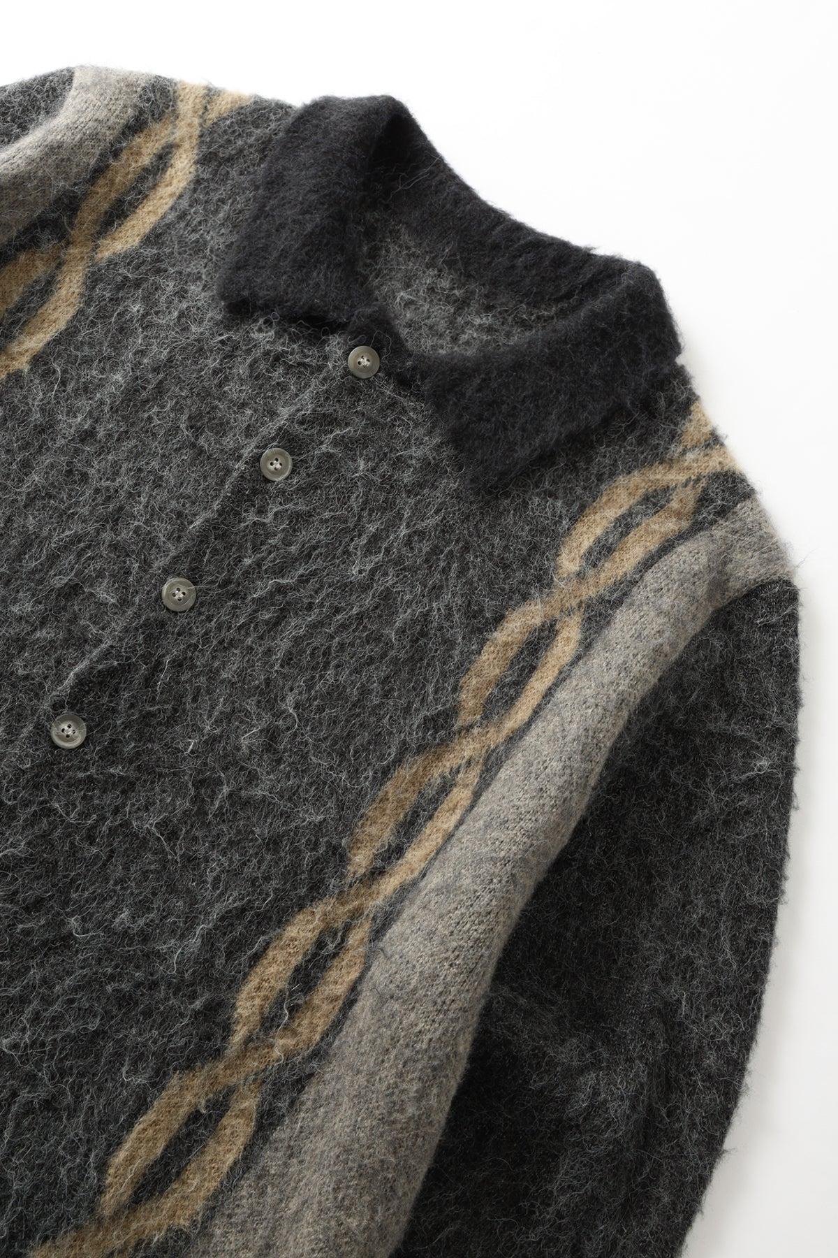 Blacksmith - Chainlink Mohair Cardigan - Grey Product Image