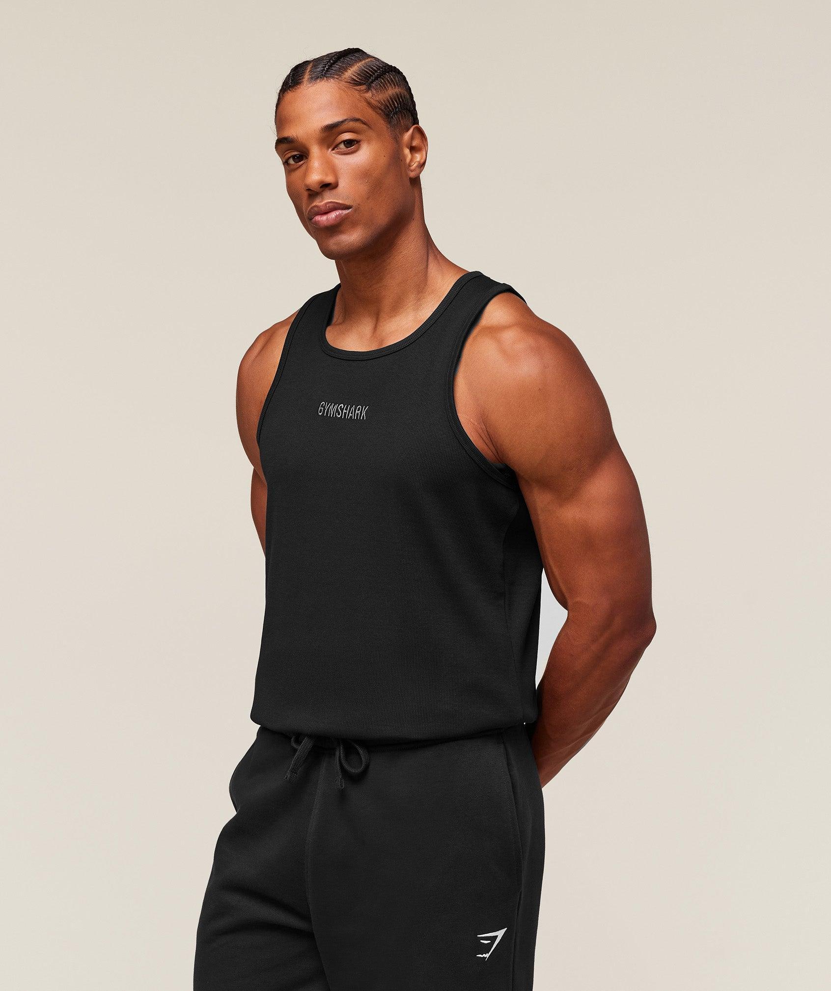 Gymshark Premium Ribbed Tank - Black Male Product Image