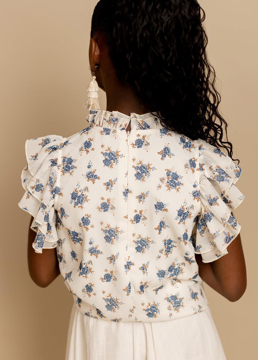 Isadora Top in Cream Ditsy Floral Girls Product Image