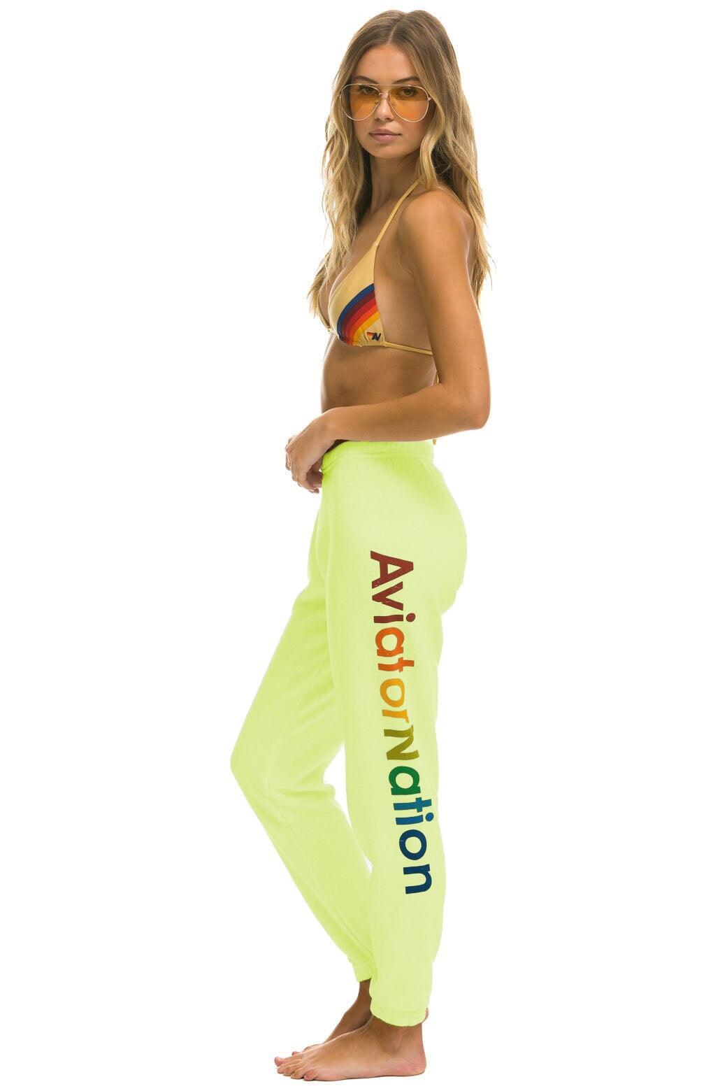 AVIATOR NATION ASPEN SWEATPANTS - NEON YELLOW Female Product Image