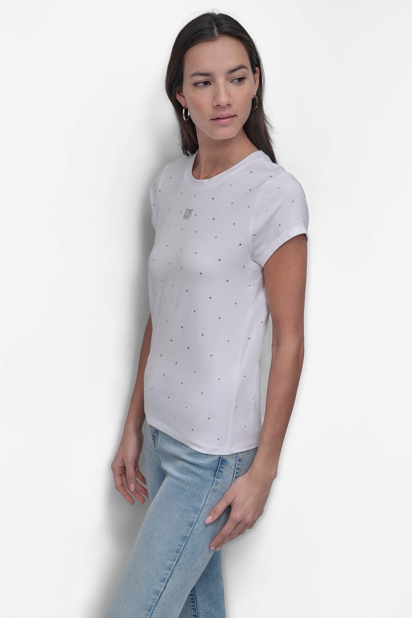CRYSTAL EMBELLISHED LOGO TEE Product Image