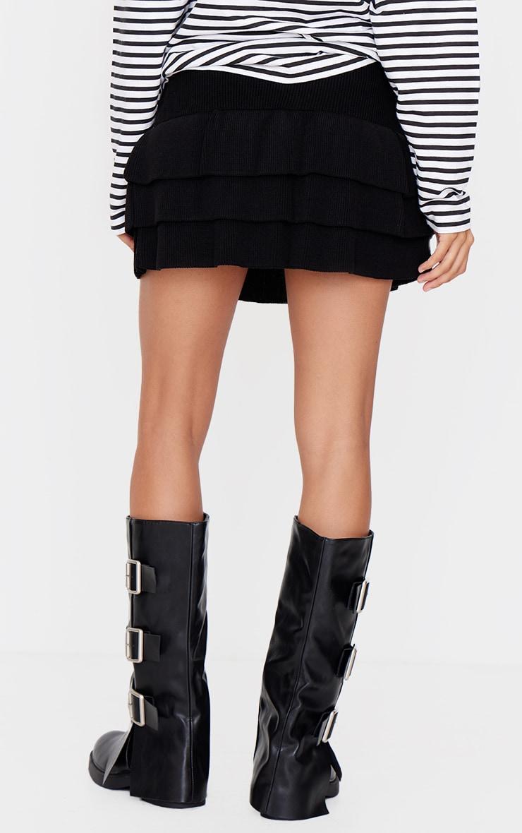  Black Textured Knit Rara Mini Skirt Product Image