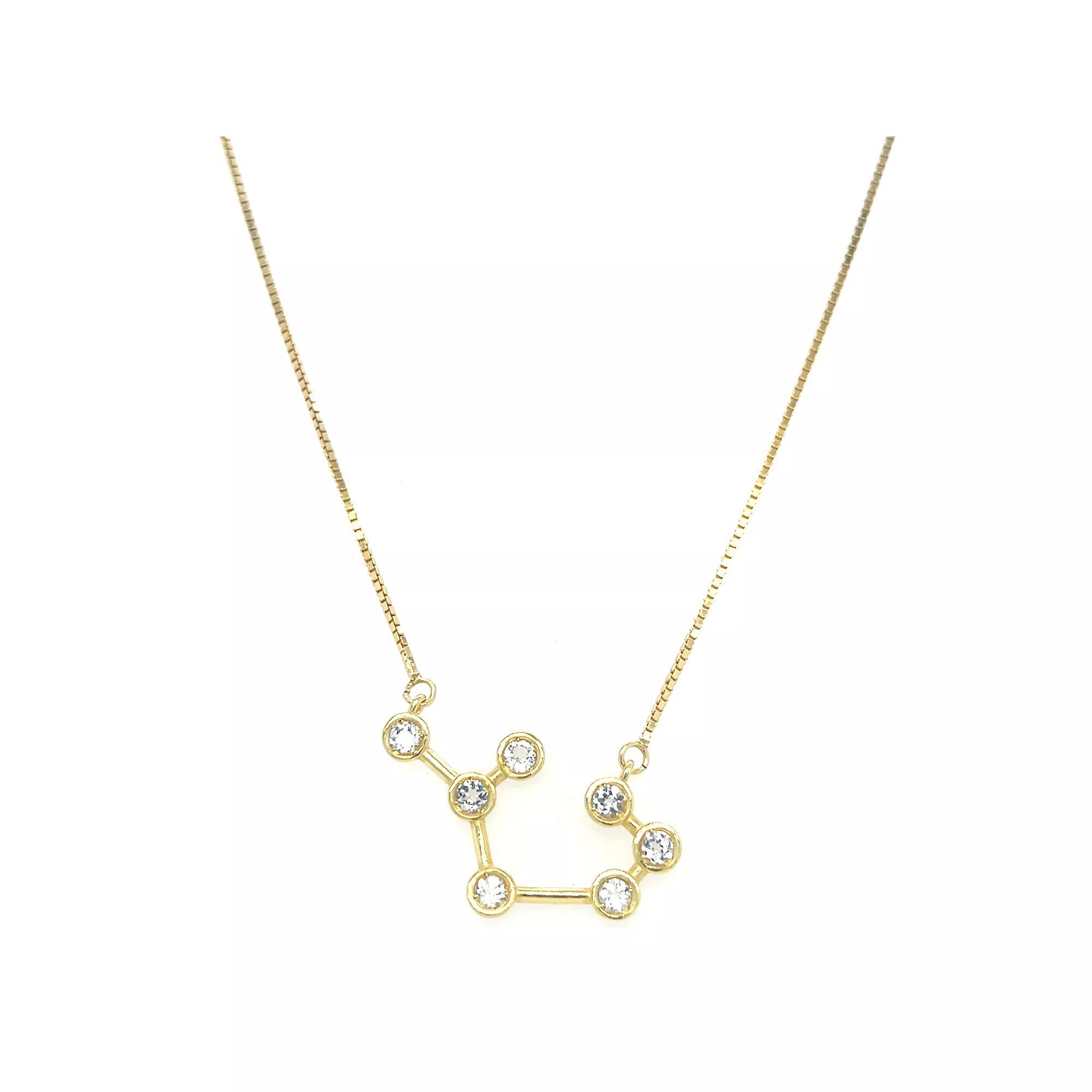 Meshmerise Sterling Silver White Topaz Zodiac Constellation Necklace, Women's, Size: 16-18" ADJ, Gold Tone Sagittarius Product Image