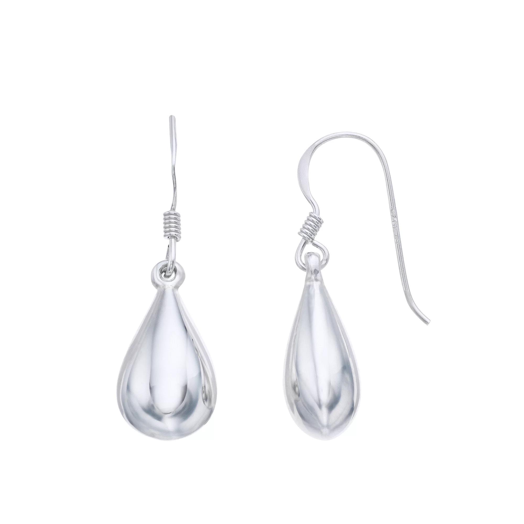 Sterling Silver Puff Pear Drop Earrings, Women's, Silver Tone Product Image