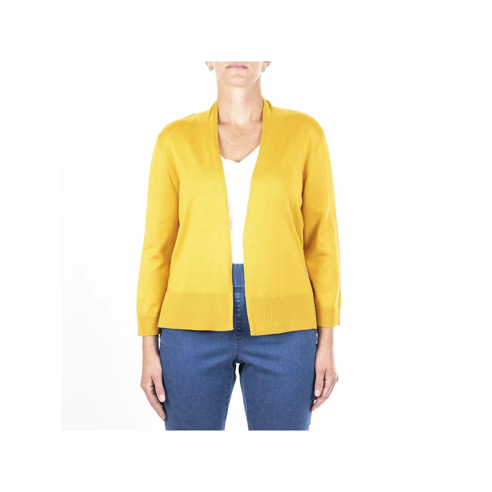 Women's Nina Leonard Classic Open-Front Bolero Cardigan, Size: Small, Harvest Gold Product Image