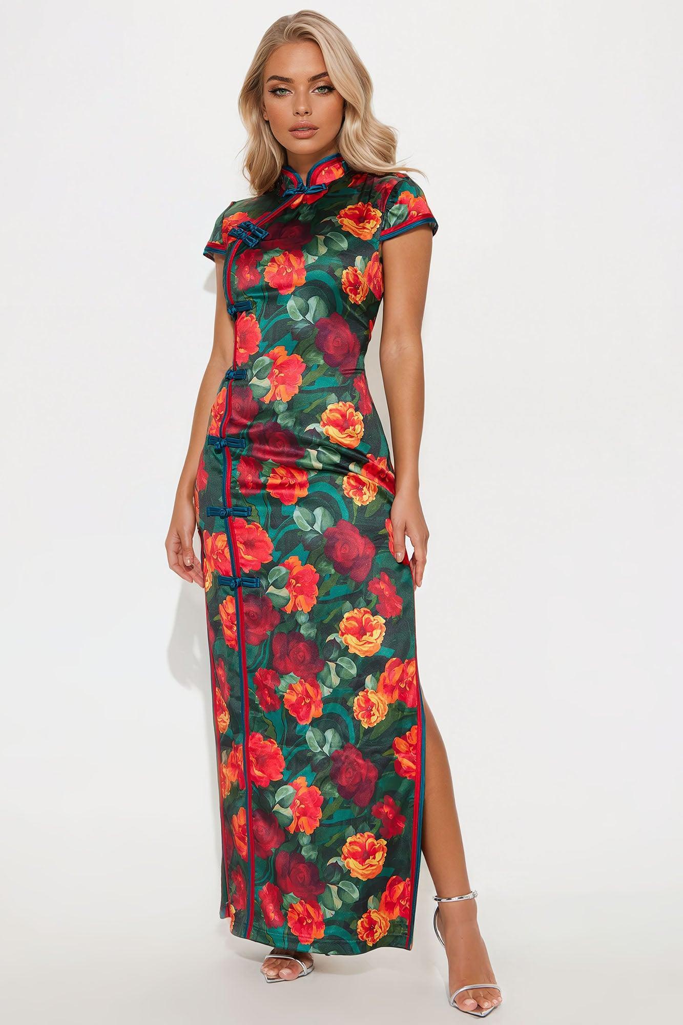 Kehlani Satin Maxi Dress - Red/combo Product Image