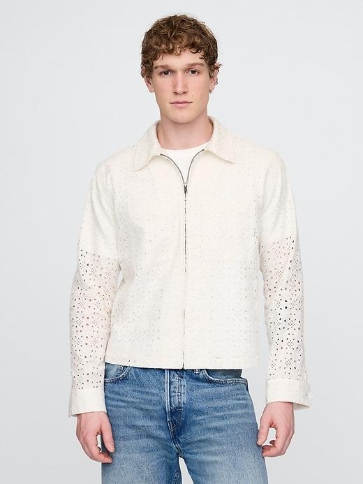Poplin Eyelet Full-Zip Pocket Shirt Product Image