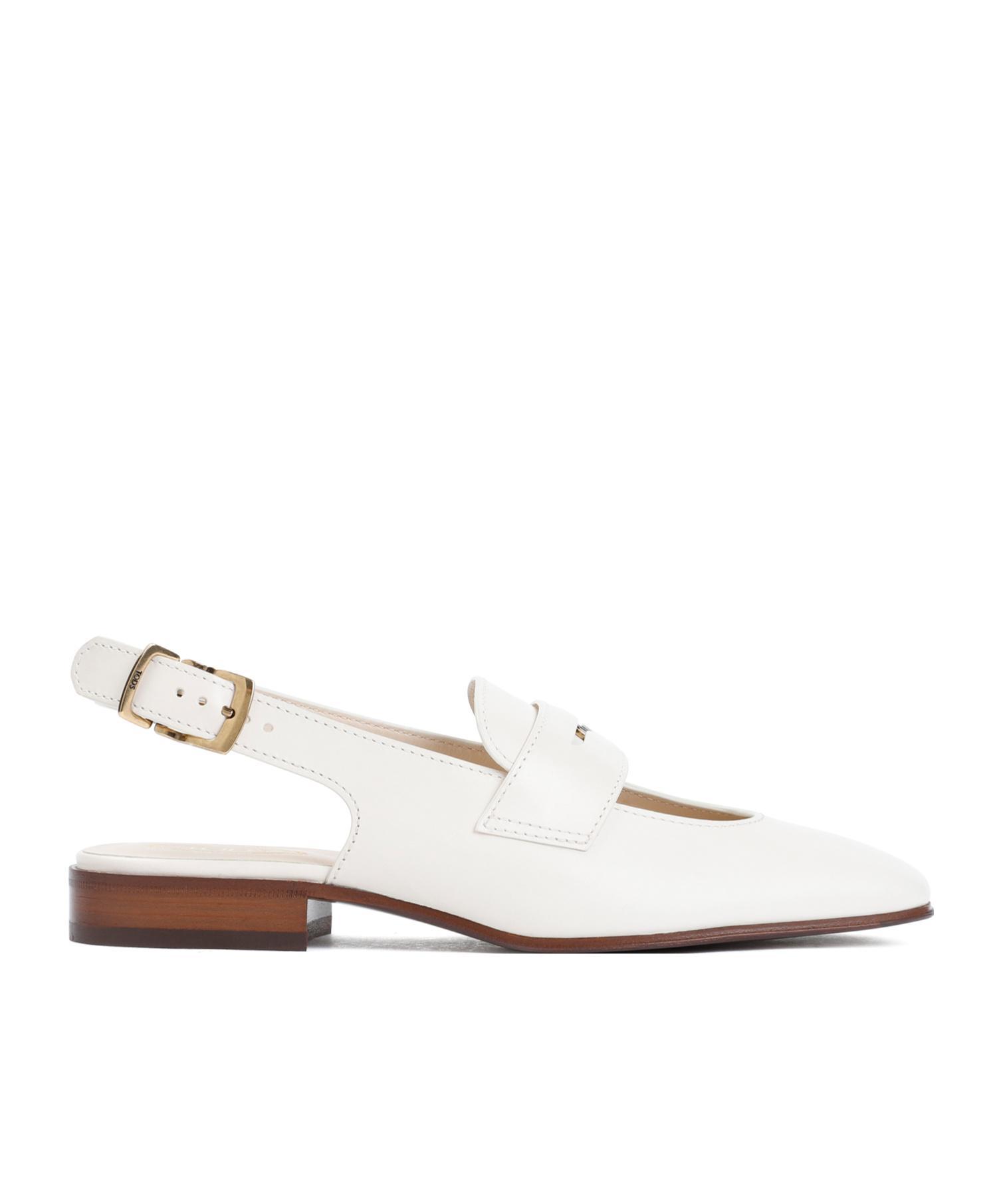 TOD'S White Cut Out Penny Leather Loafers In Bianco Lana Product Image