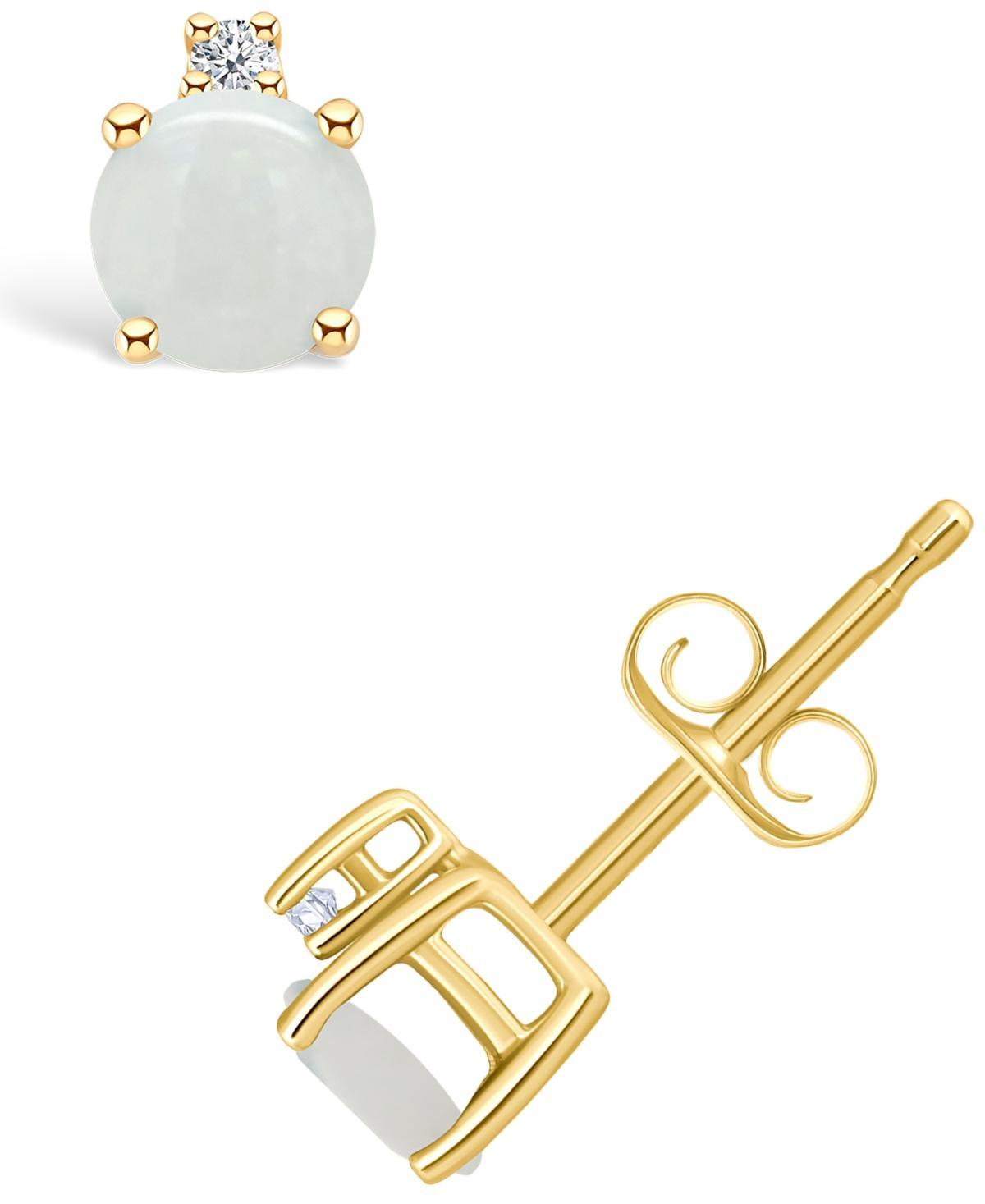 14k Gold 4 mm Round Birthstone & 1/10 Carat T.W. Diamond Stud Earrings, Women's, White Topaz Apr Product Image