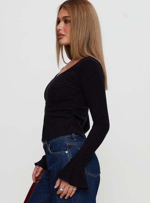 Take My Time Long Sleeve Top Black Product Image