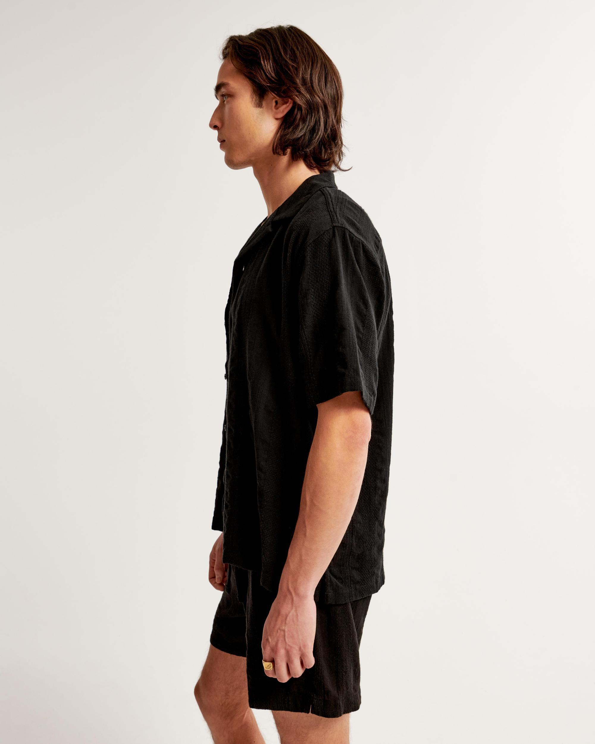 Camp Collar Linen-Blend Shirt Product Image