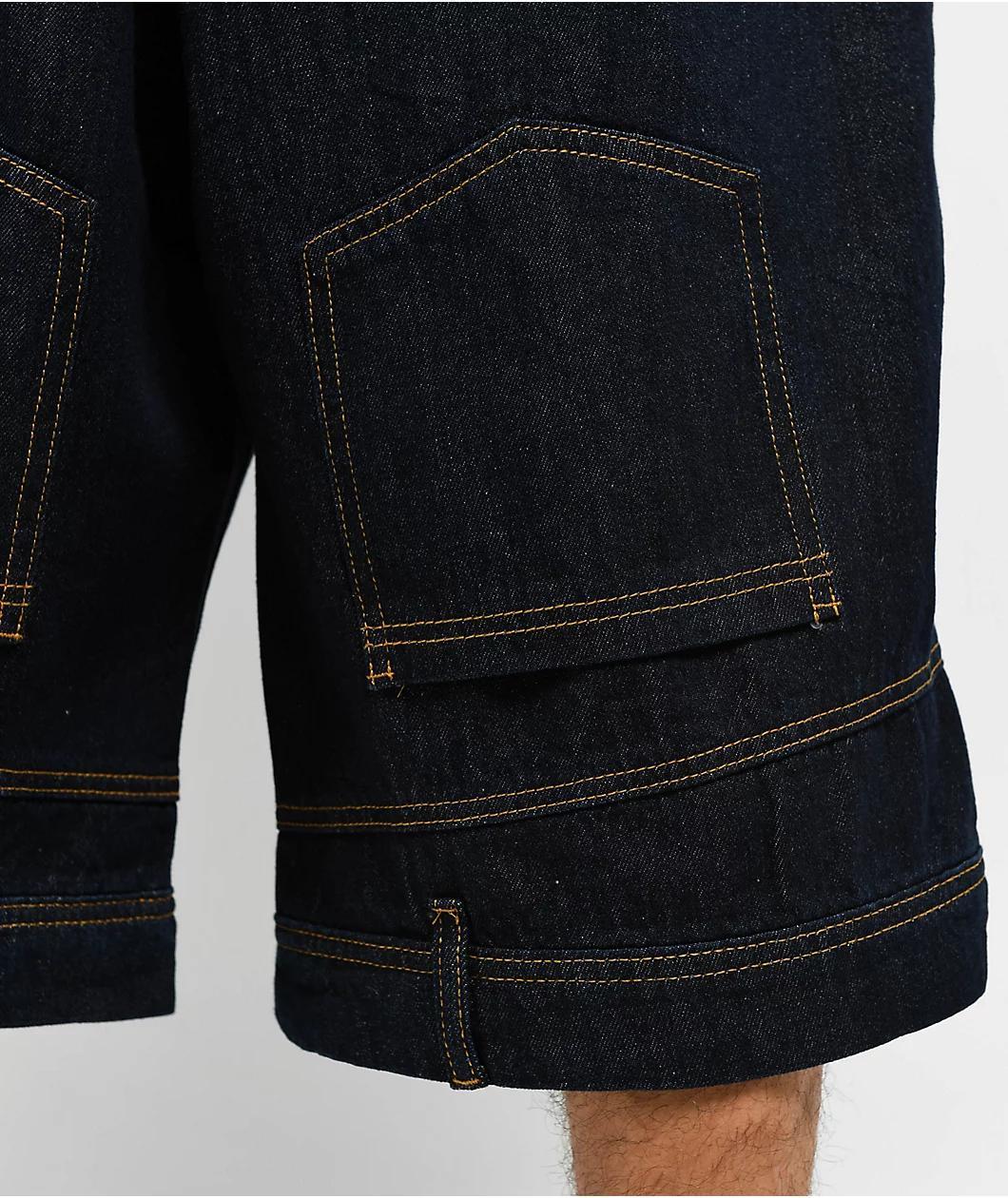 American Stitch Backwards Dark Blue Denim Shorts Product Image