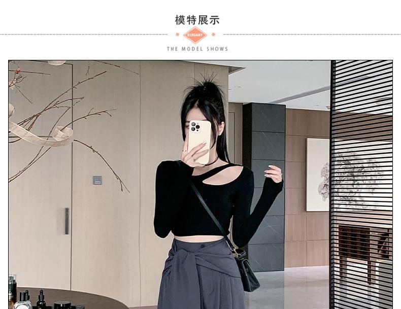 High Waist Plain Tie Waist Wide Leg Pants Product Image