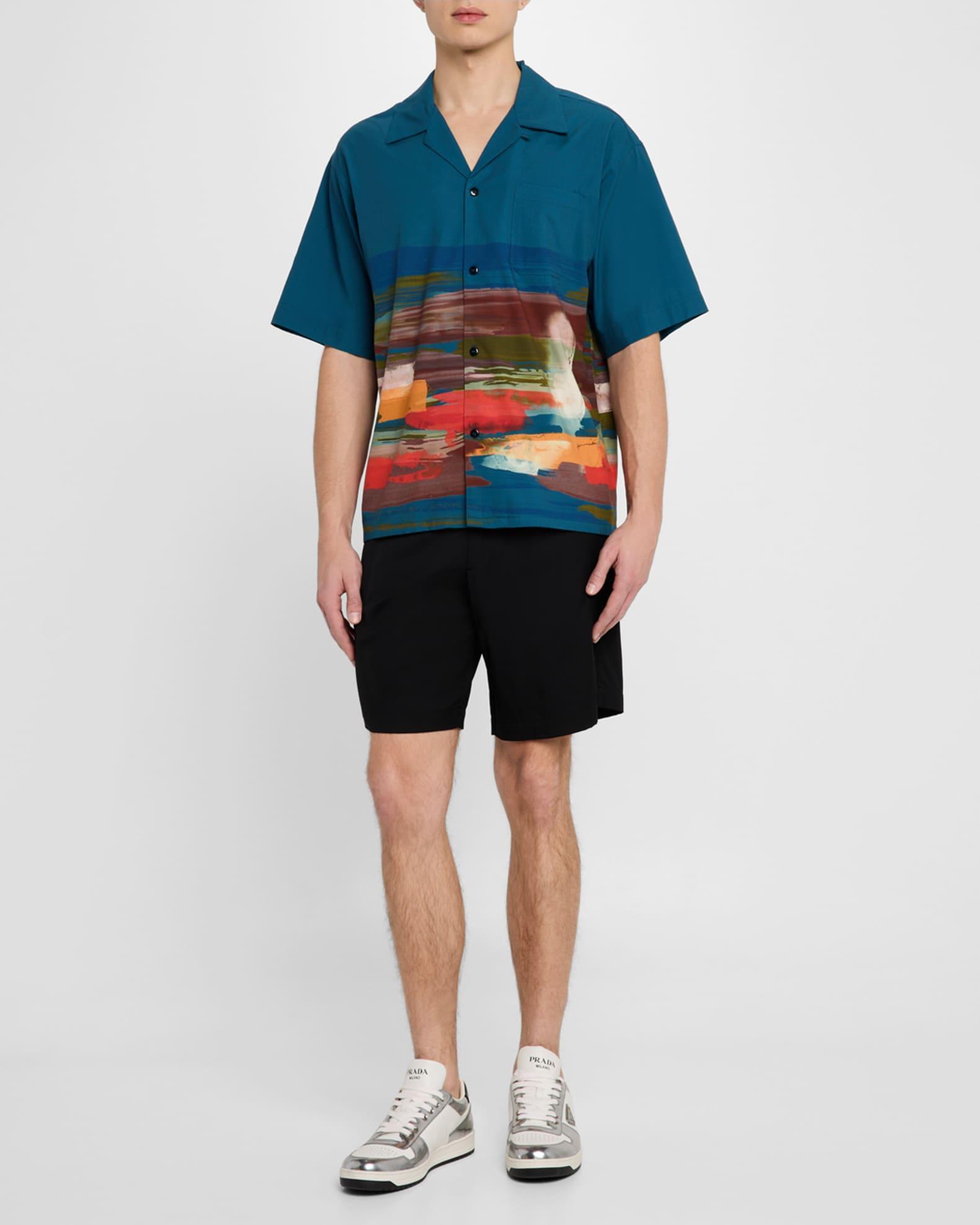 Men's Abstract-Print Pocket Camp Shirt Product Image
