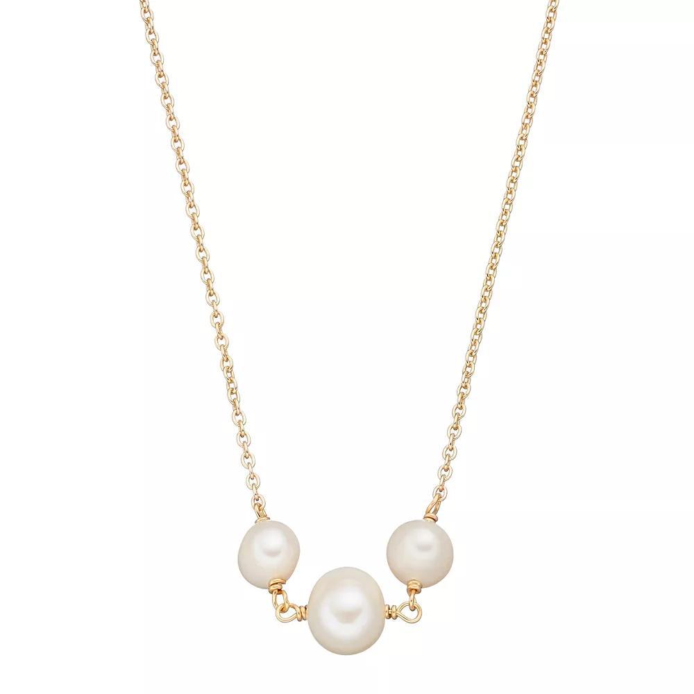 Sterling Silver Freshwater Cultured Pearl Choker Necklace, Women's, Size: 13", 14k Gold Over Silver Product Image