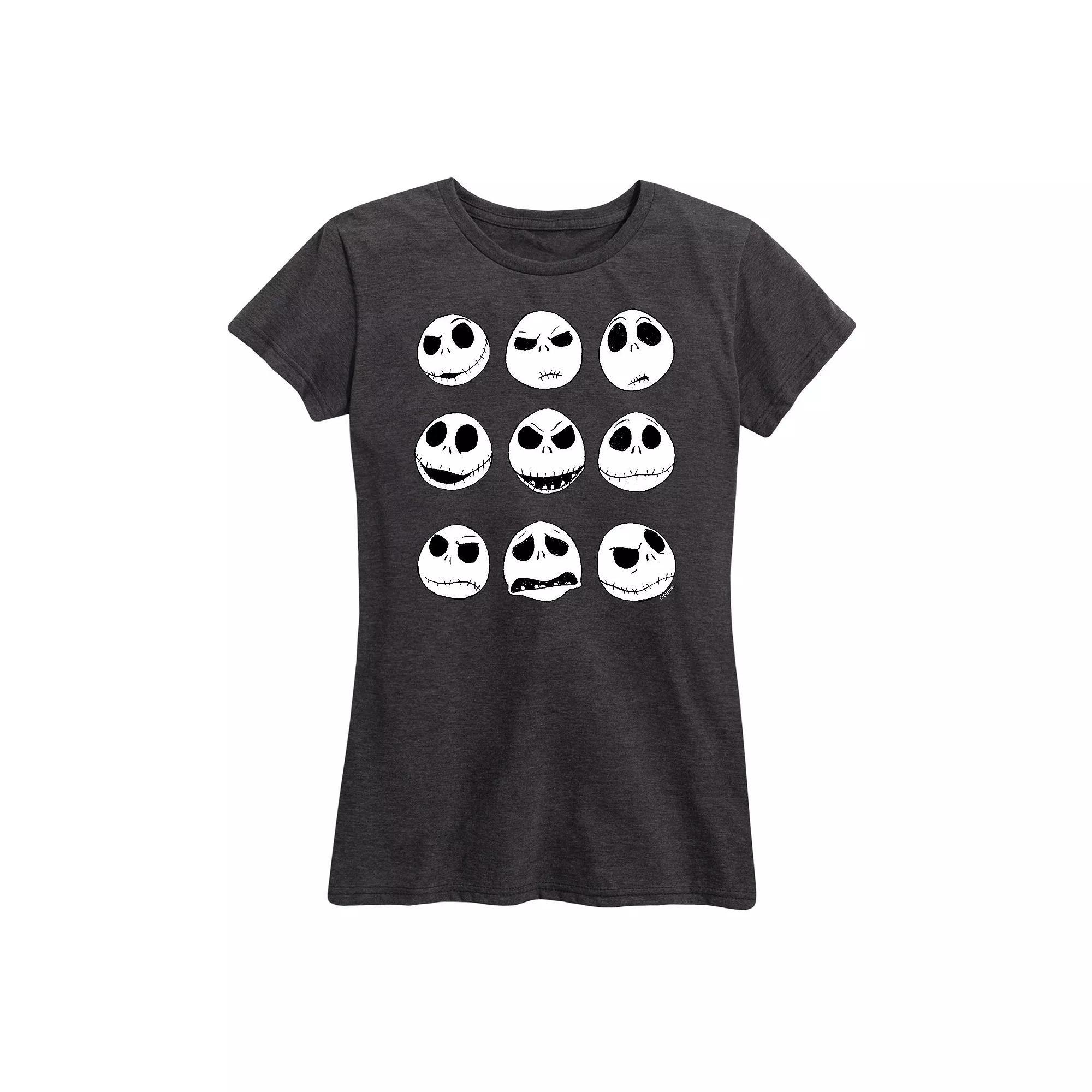 Disneys Nightmare Before Christmas Womens Jack Faces Graphic Tee, Girls Product Image