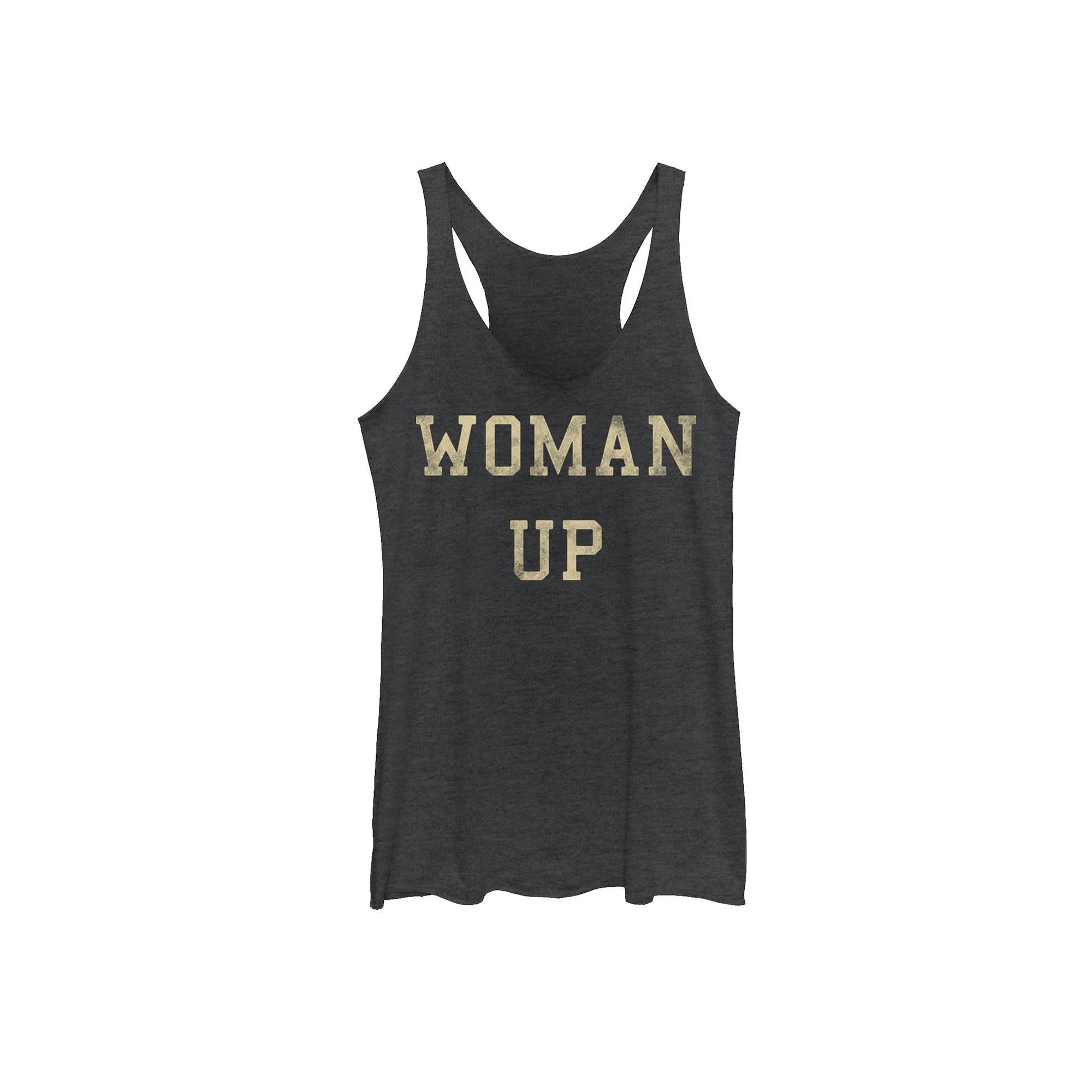 Juniors' Woman Up Bold GraphicTank, Girl's, Size: Medium, Black Grey Product Image