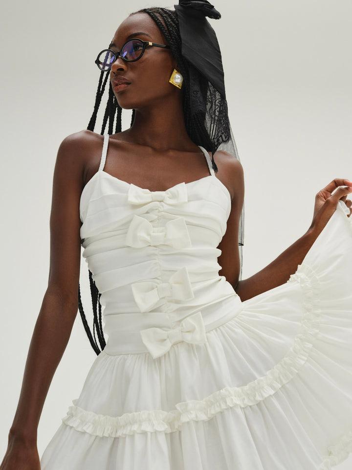 Whipped Cream Taffeta Mini Dress — White Product Image