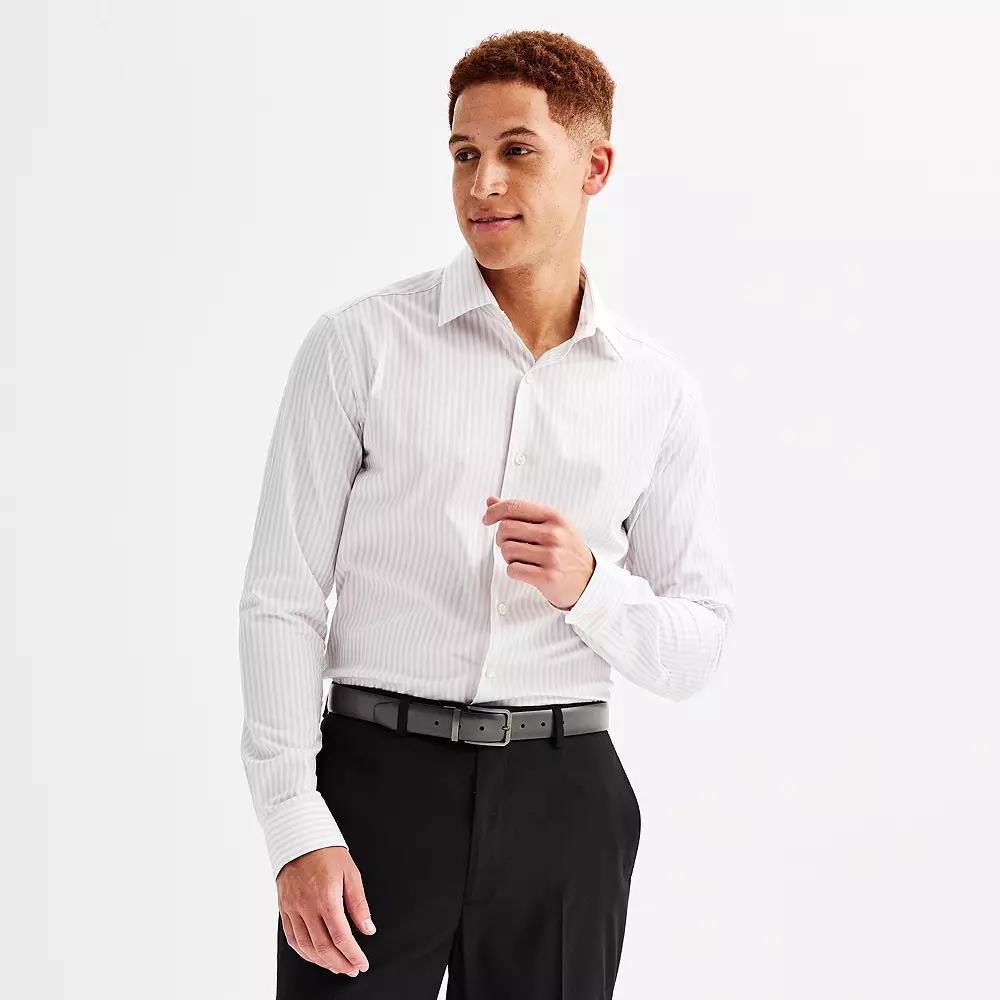 Men's Apt. 9® Premier Flex Regular-Fit Wrinkle Resistant Dress Shirt, Size: Medium-32/33, Gray Geo Dobby Product Image