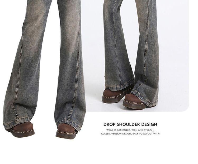 High Rise Washed Flared Jeans (Various Designs) Product Image