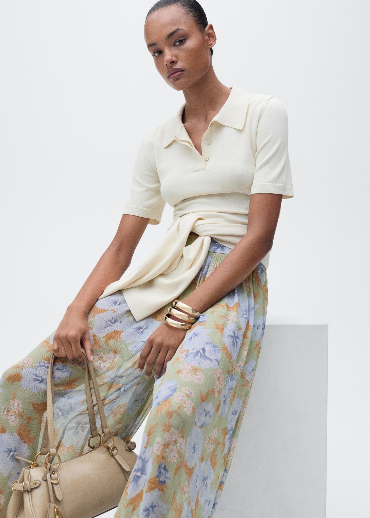 Floral-print balloon pants - Women | MANGO USA Product Image