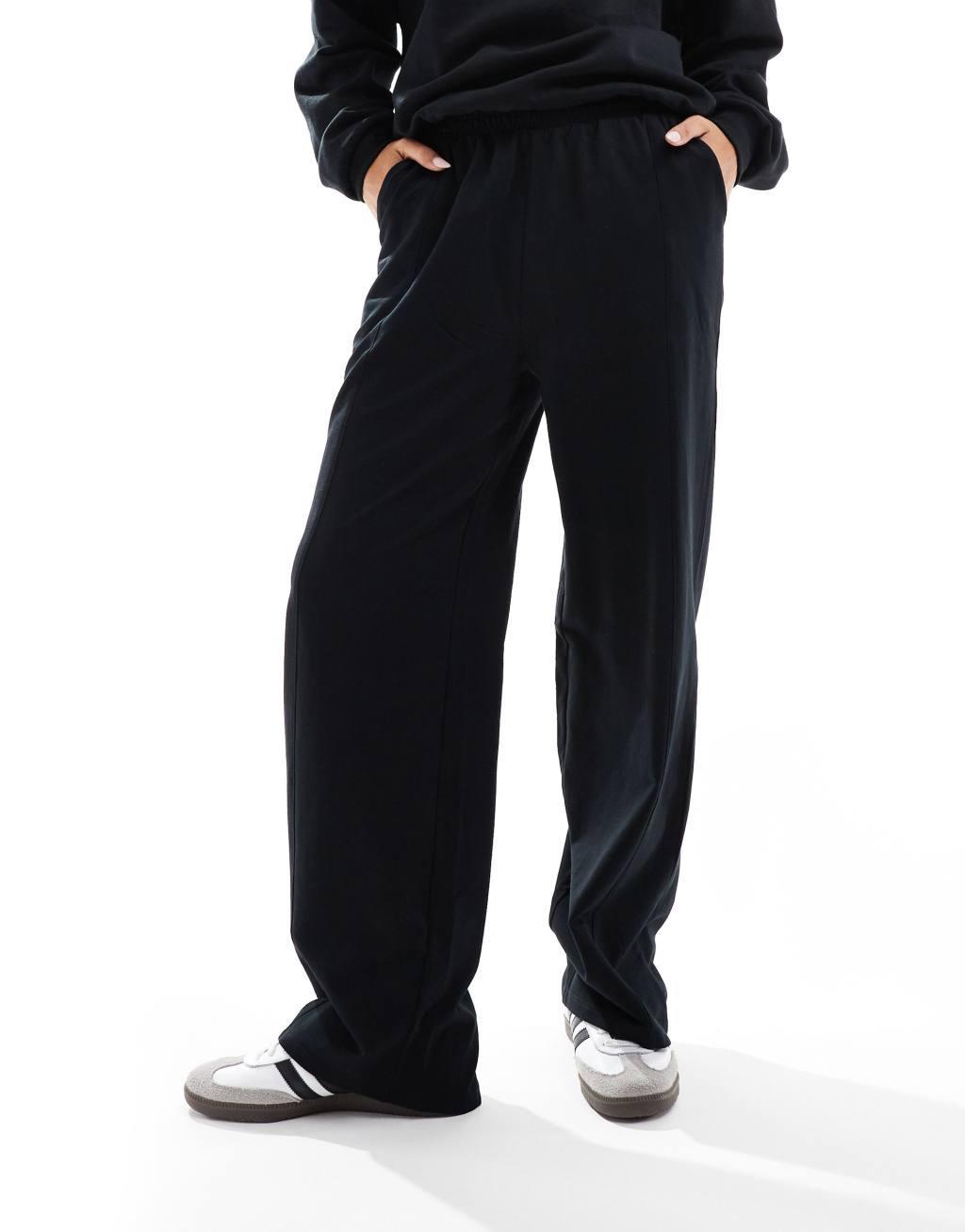 ASOS DESIGN straight leg sweatpants in black Product Image