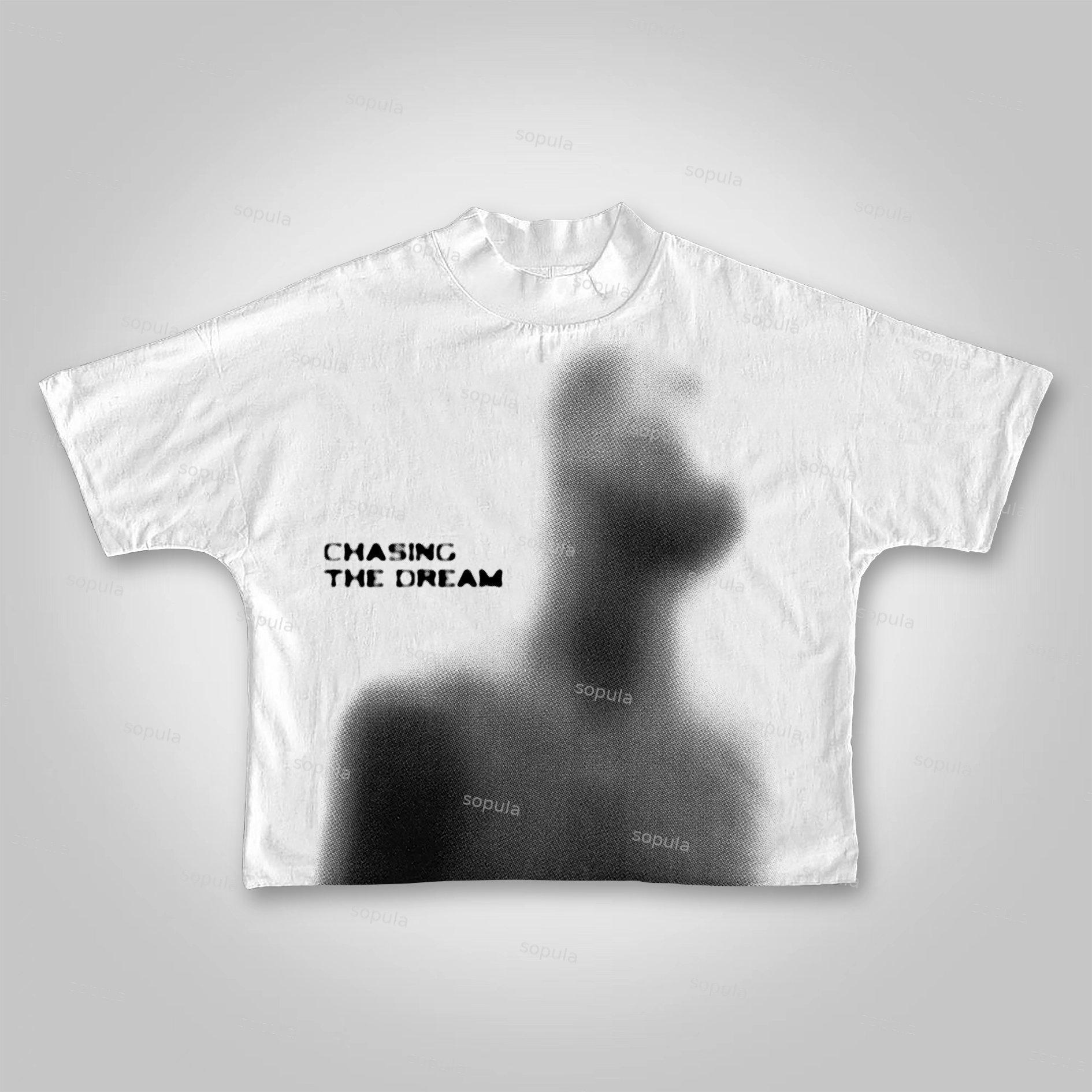 Sopula Chasing The Dream Abstract Dot Character Graphics Cropped T-shirts Product Image