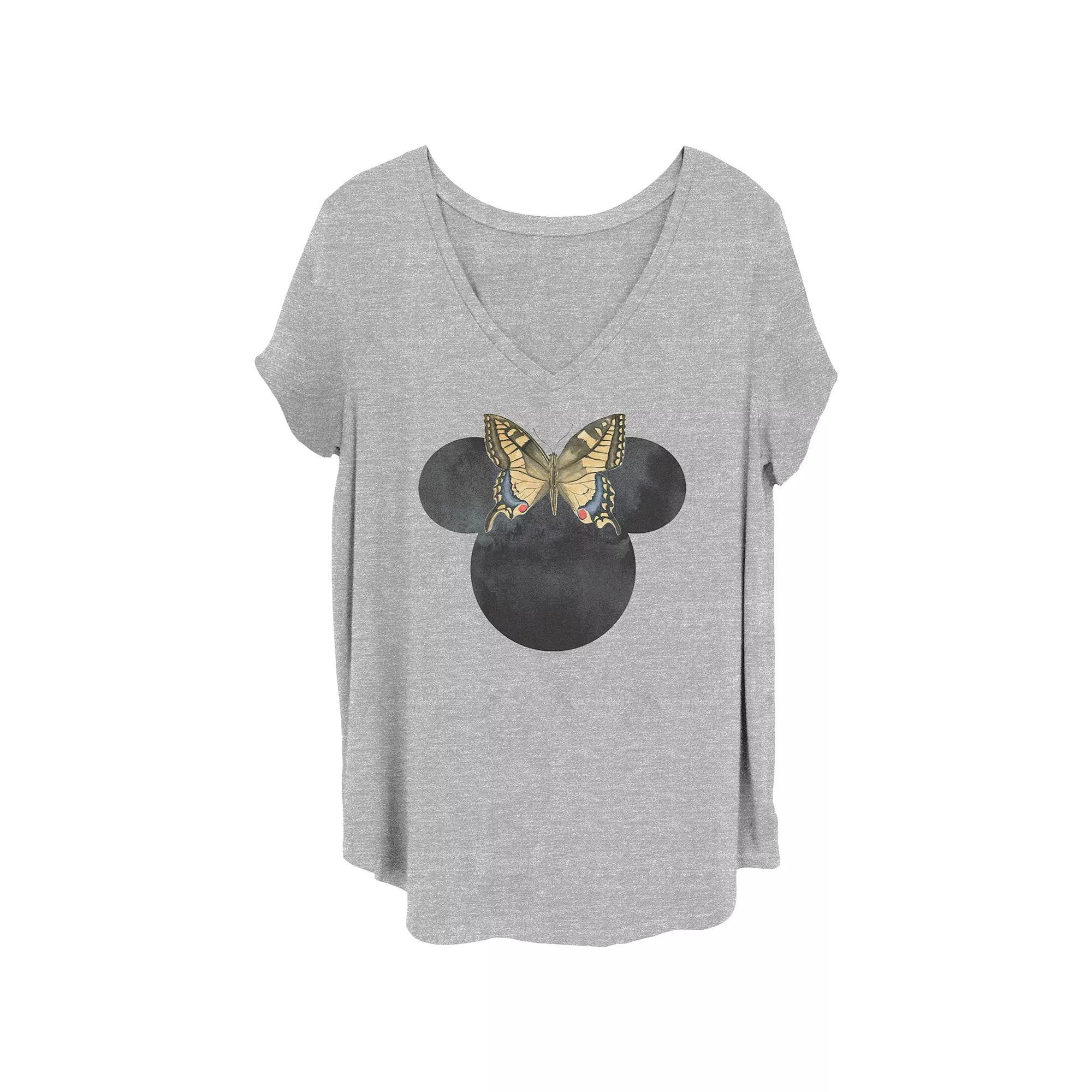 Disney's Minnie Mouse Butterfly Bow Juniors' Plus Graphic Tee, Women's, Size: 4XL, Grey Gray Product Image