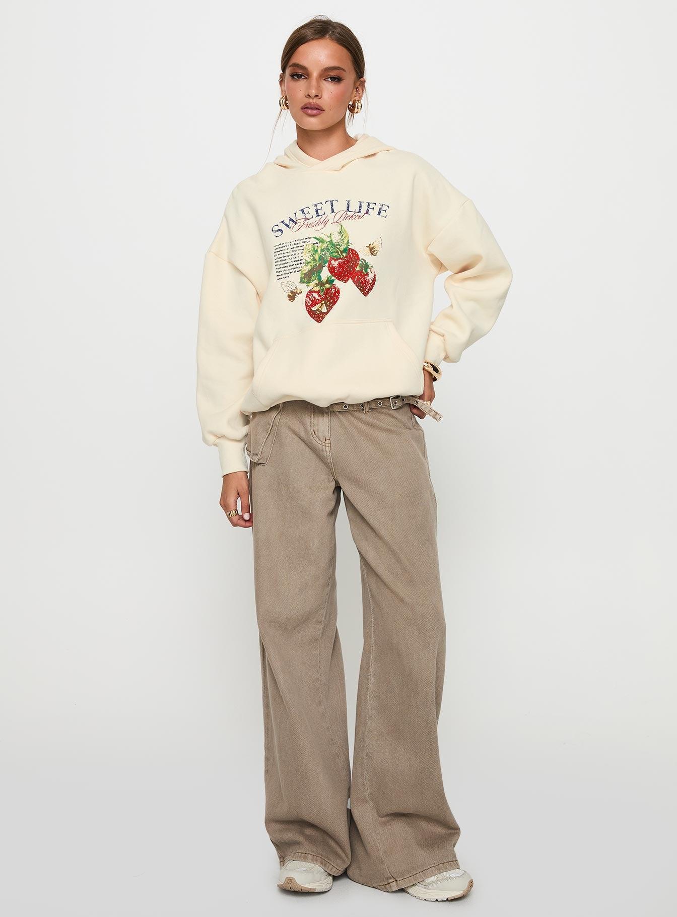Sweet Life Graphic Sweater Cream Product Image