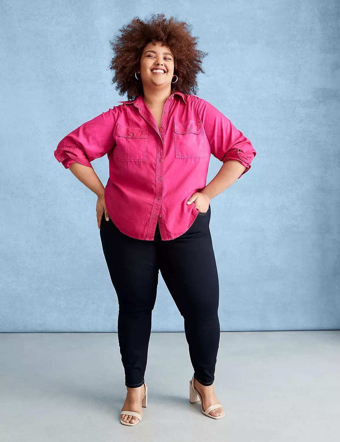 Curvy Fit High-Rise Sateen Skinny Jean Product Image