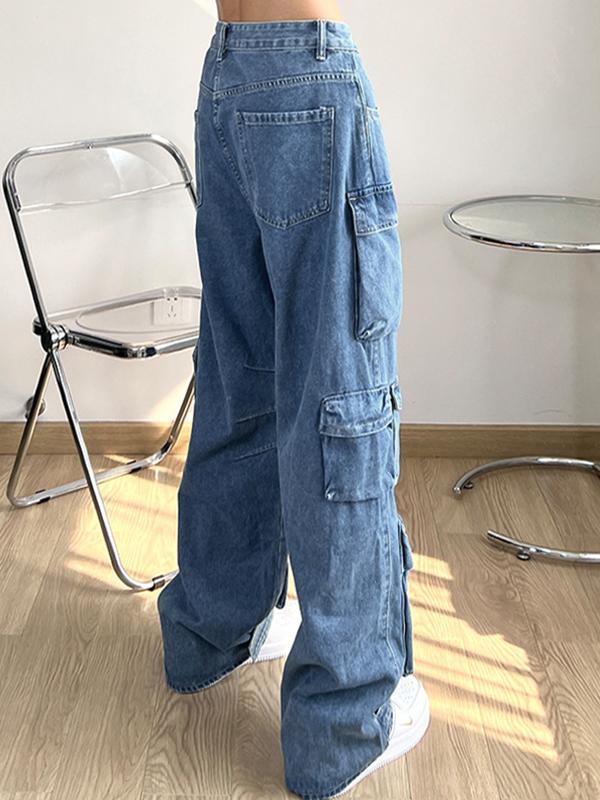 Men's Hip Pop Multi Pocket Cargo Jeans Product Image