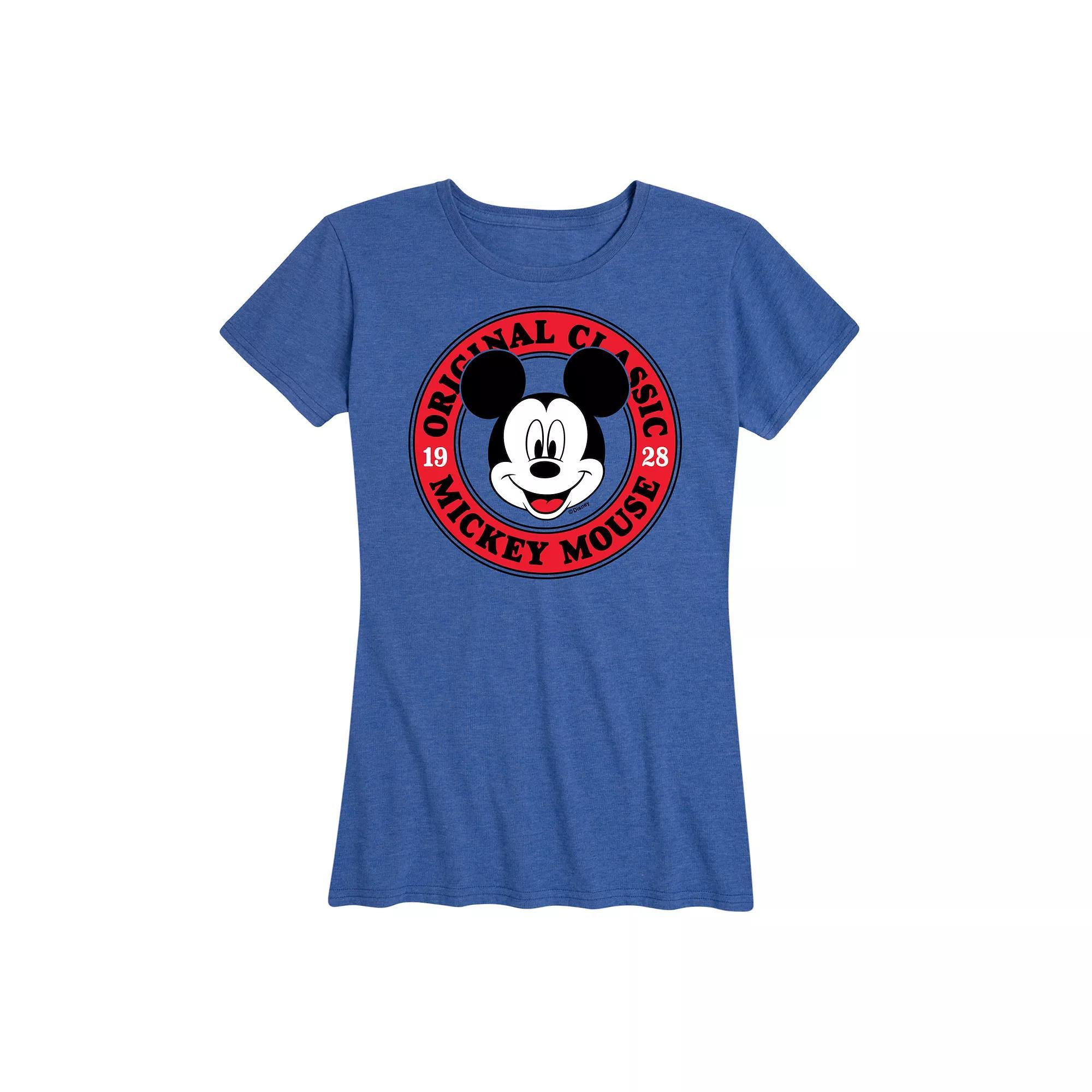 Disneys Mickey Mouse Womens Original Classic Graphic Tee Grey Royal Blue Product Image