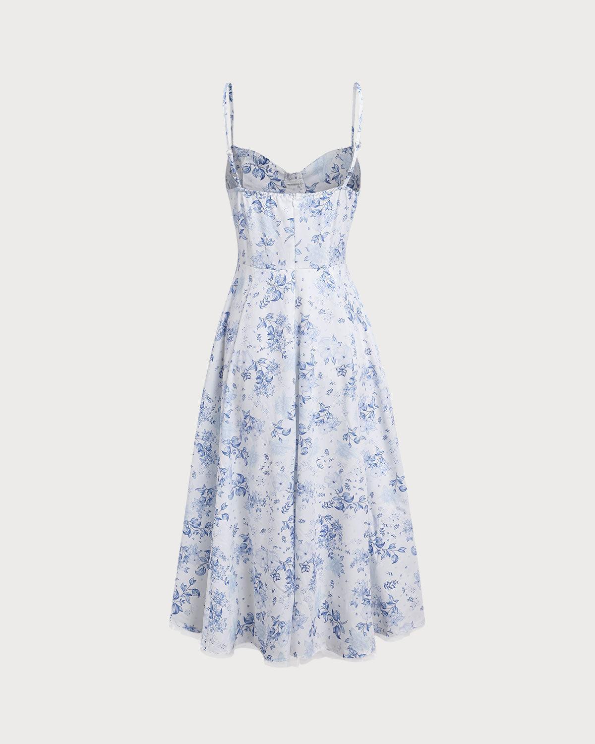 Blue Sweetheart Neck Slip Maxi Dress Product Image
