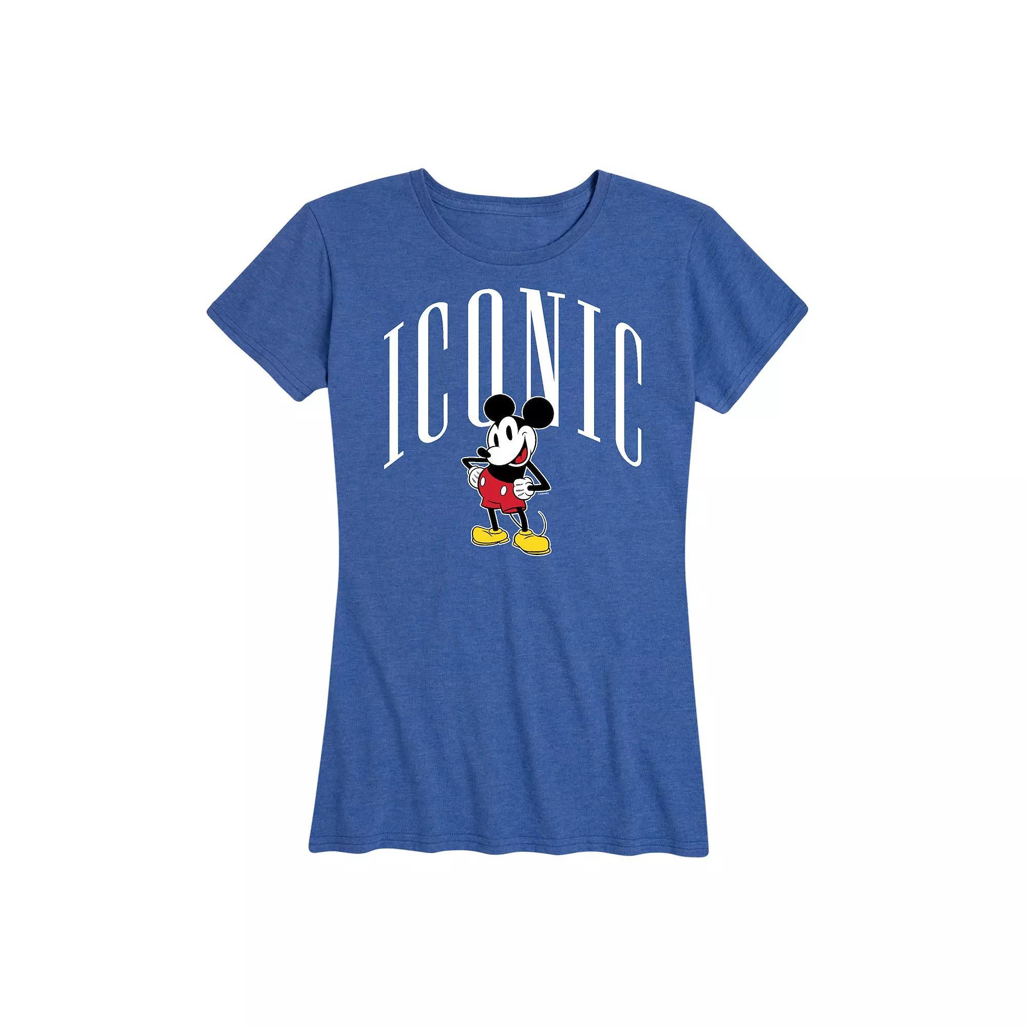 Disneys Mickey Mouse Womens Iconic Graphic Tee Grey Royal Blue Product Image