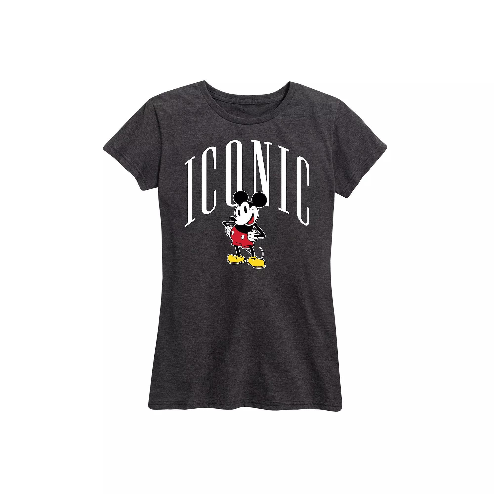 Disneys Mickey Mouse Womens Iconic Graphic Tee Grey Royal Blue Product Image