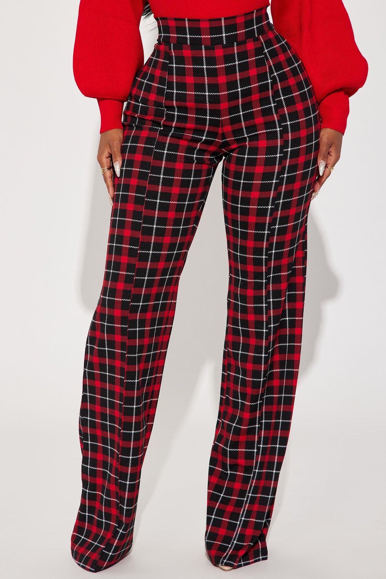 Victoria High Waisted Dress Pant - Red/Black Product Image