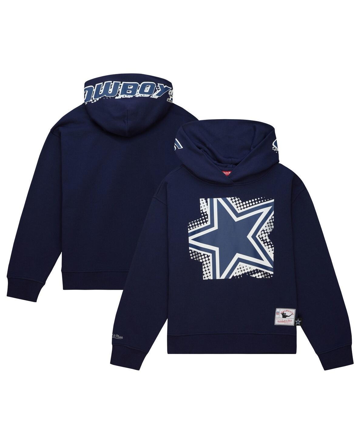 Women's Mitchell & Ness Navy Dallas Cowboys Gridiron Classics Big Face 7.0 Pullover Hoodie, Size: XS, Blue Product Image