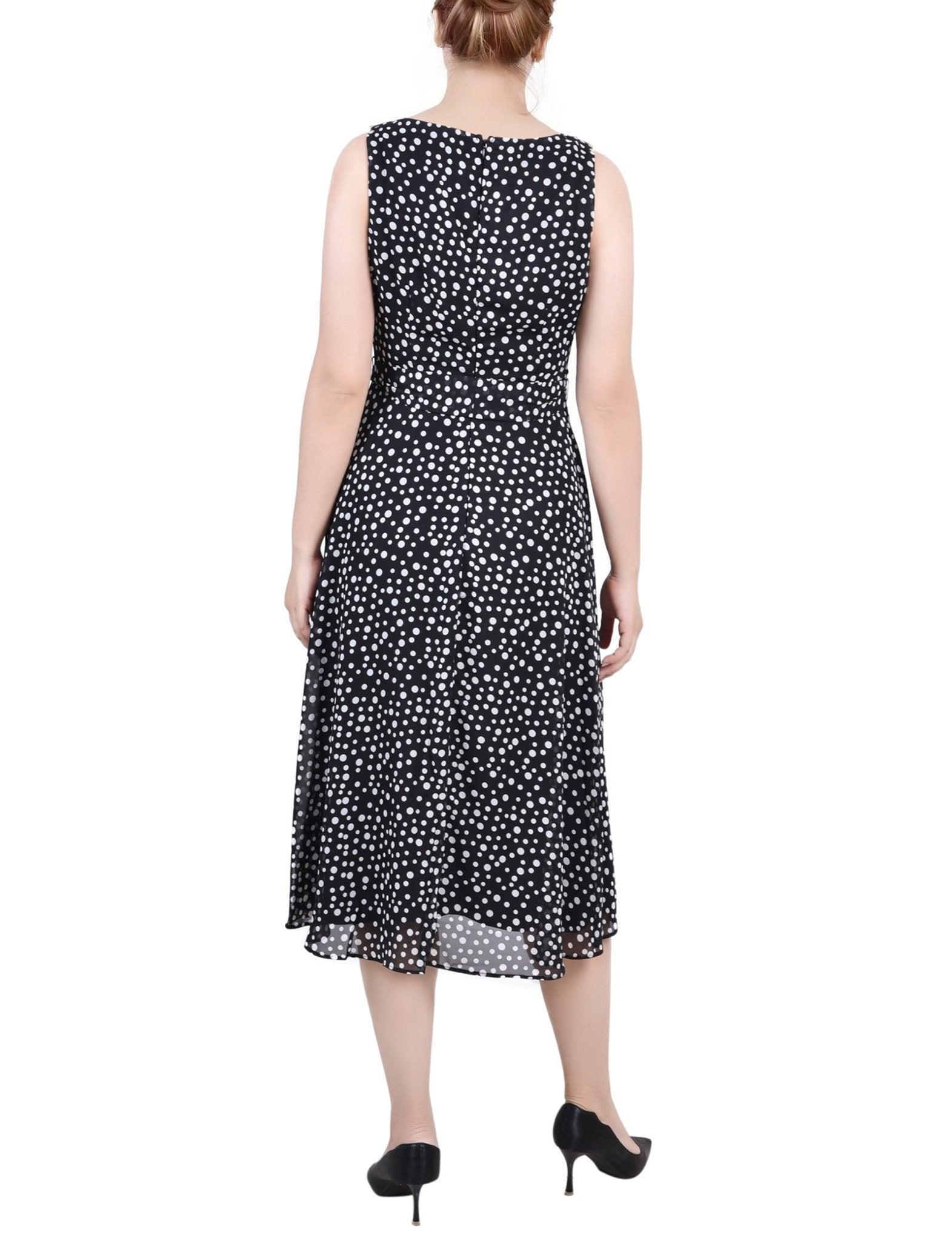 Sleeveless Chiffon Belted Dress - Petite Product Image