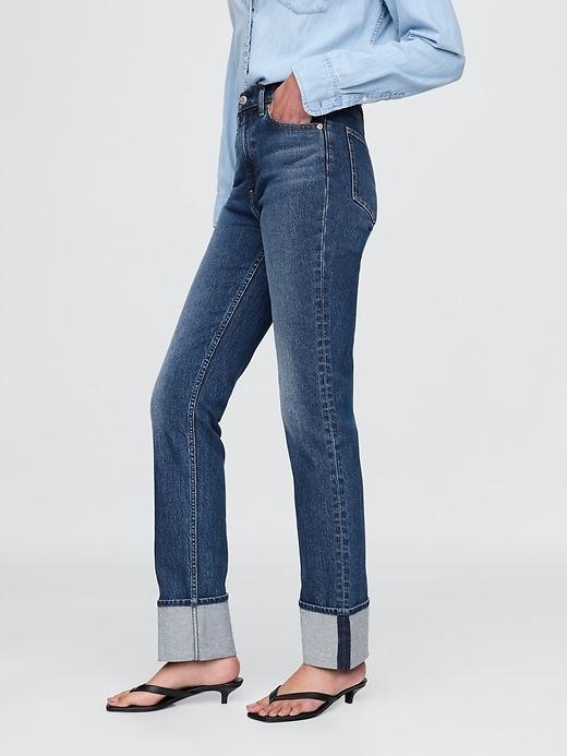 High Rise Cuffed '90s Straight Jeans Product Image