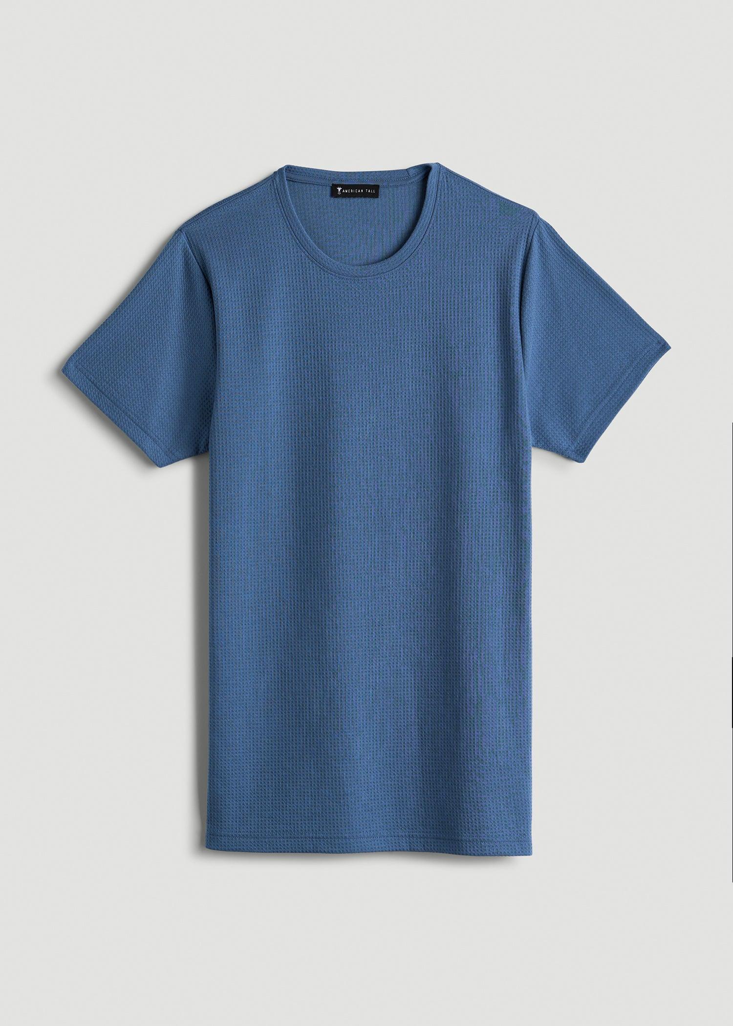 Cloud Knit Waffle Short Sleeve Tee for Tall Men in Deep Cobalt Product Image