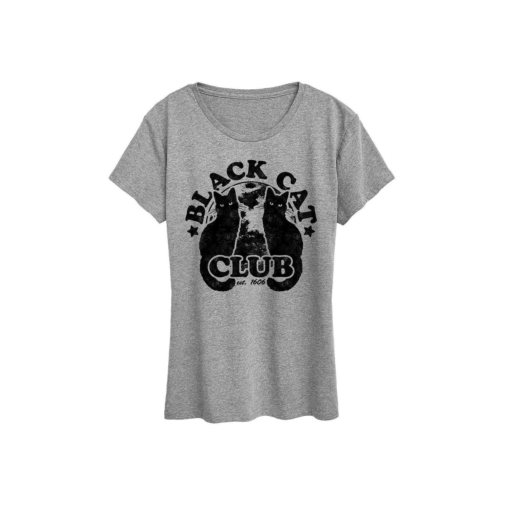 Womens Black Cat Club Halloween Tee, Girls Product Image