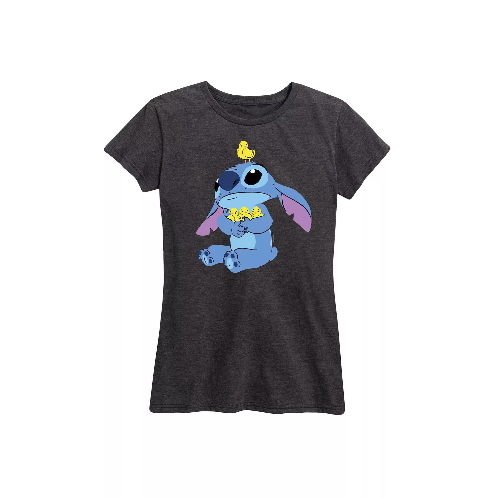 Disneys Lilo & Stitch Womens Chicks Graphic Tee Grey Gray Product Image