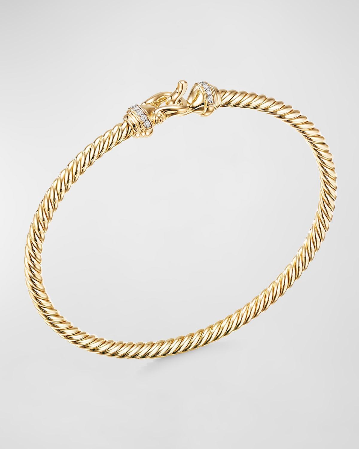 David Yurman Buckle Bracelet in 18K Yellow Gold with Diamonds, Medium Product Image