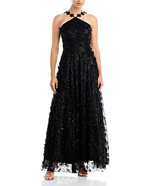 Eliza J Floating Flowers Halter Style Ball Gown Product Image