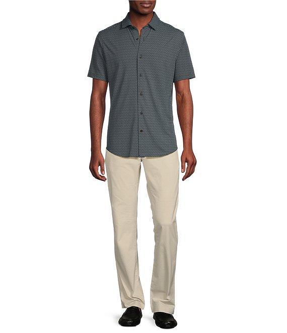 Cremieux Blue Label Geo Print Coat Front Knit Short Sleeve Shirt Product Image