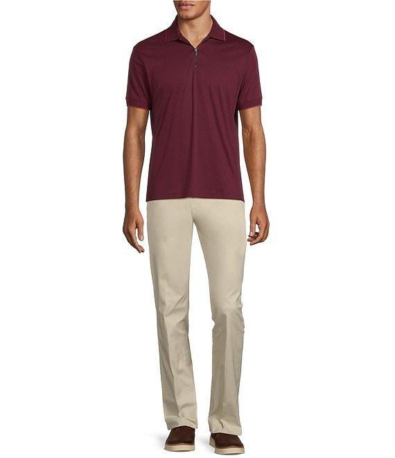 Murano Liquid Luxury Slim Fit Solid Interlock Short Sleeve Quarter-Zip Polo Shirt Product Image